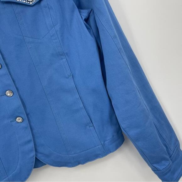 Christine Alexander Rhinestone Embellished Jacket Size Small Blue Crystal - Picture 3 of 10